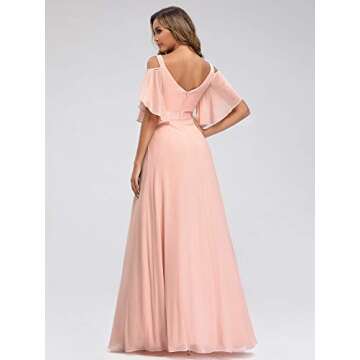 Women's A-Line Empire Waist Wedding Bridesmaid Dress Evening Party Dress Pink US10