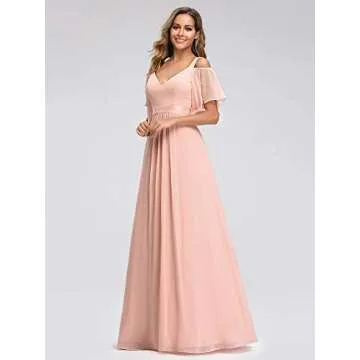 Women's A-Line Empire Waist Wedding Bridesmaid Dress Evening Party Dress Pink US10