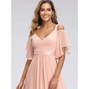 Women's A-Line Empire Waist Wedding Bridesmaid Dress Evening Party Dress Pink US10