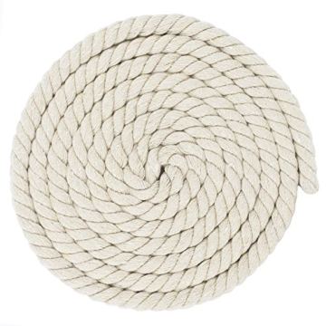 Super Soft 3 Strand Twisted Cotton Rope for Macramé & Crafting (Natural, 1/2 Inch x 10 Feet)