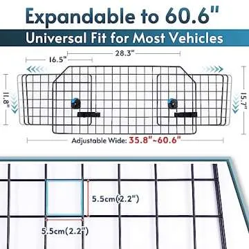 rabbitgoo Dog Car Barrier for SUVs, Adjustable Large Pet Gate, Universal-Fit Divider Cargo Net, Heavy-Duty Wire Mesh Dog Barrier SUV, Van Vehicles Subaru Car Accessories Safety Travel, Standard Model