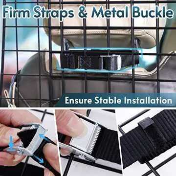rabbitgoo Dog Car Barrier for SUVs, Adjustable Large Pet Gate, Universal-Fit Divider Cargo Net, Heavy-Duty Wire Mesh Dog Barrier SUV, Van Vehicles Subaru Car Accessories Safety Travel, Standard Model