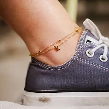 Stylish 14K Gold Plated Initial Anklet for Women