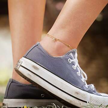 Stylish 14K Gold Plated Initial Anklet for Women