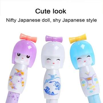 VANVENE 12pcs/lot Small Fresh Japanese Doll colored gel pens for writing cartoon 0.38mm black ink roll pen office school supplies
