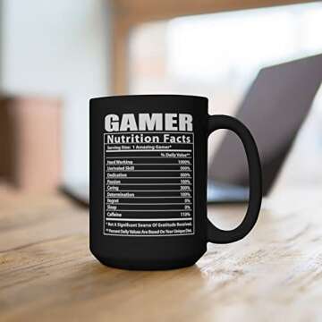 Lovesout Funny Gamer Nutritional Facts Coffee Mug 15oz