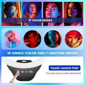 Sensyne 10'' RGB Ring Light with 50'' Extendable Tripod Stand, Circle Lights with Phone Holder for Live Stream/Makeup/YouTube Video/TikTok, Compatible with All Phones