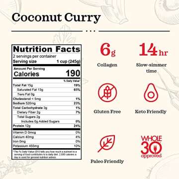 Kettle & Fire Coconut Curry Chicken Bone Broth – 16.9 OZ – Flavor-Packed Nutrition