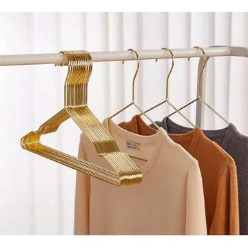 Better to U 17 Inch Metal Clothes Hanger, 4.0mm Heavy Duty Shirt Blouse Hanger for Coat Suit Bridal Boutique, Space Saving Slim Wire Hanger for Camisole Trousers Wedding Dress（Gold 50pack）