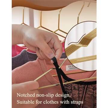 Better to U 17 Inch Metal Clothes Hanger, 4.0mm Heavy Duty Shirt Blouse Hanger for Coat Suit Bridal Boutique, Space Saving Slim Wire Hanger for Camisole Trousers Wedding Dress（Gold 50pack）