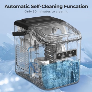 Portable Self-Cleaning Ice Maker for Home & Bar