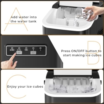 Portable Self-Cleaning Ice Maker for Home & Bar