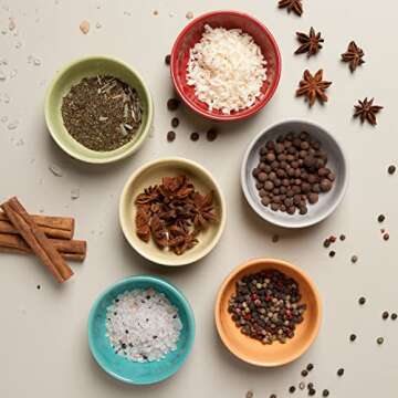 Now Designs Canyon Ceramic Pinch Bowl Set, Soy Sauce Dish, Set of 6, 2 oz