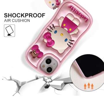 Cartoon Silicone Case for iPhone XR Case,Cute Funny Kawaii Kitty Cat Animal Character Phone Case 3D Cover Phone Case for Kids Girls and Womens