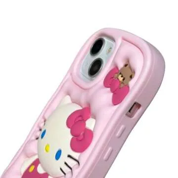 Cartoon Silicone Case for iPhone XR Case,Cute Funny Kawaii Kitty Cat Animal Character Phone Case 3D Cover Phone Case for Kids Girls and Womens