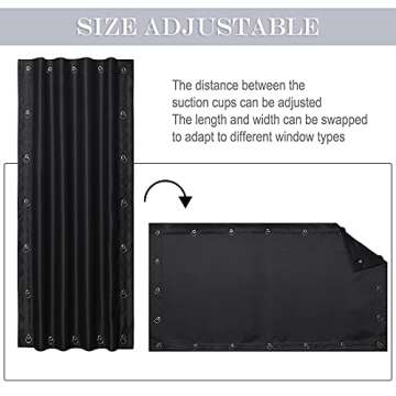 PONY DANCE Blackout Blind Portable - Baby Travel Easy Install Thermal Insulated Adjustable Free Size Light Block Shade for Car Sunshade/Travel, 51Wx78L inches, 1 Panel, Black