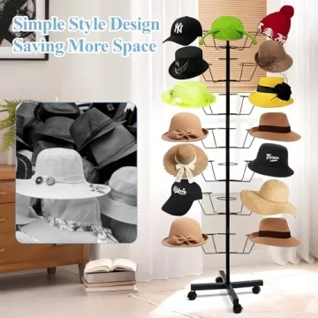 bimiti 7-Tier Hat Rack with Adjustable Hooks and Wheels