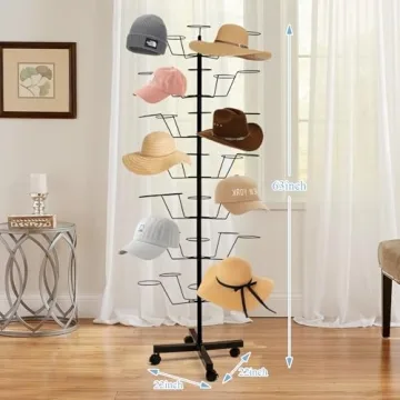 bimiti 7-Tier Hat Rack with Adjustable Hooks and Wheels
