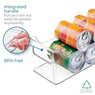 iDesign Plastic Fridge and Freezer Storage Organizer Bin with Handles, Clear Container for Food, Drinks, Produce Organization, 14.5" x 5" x 5", Clear