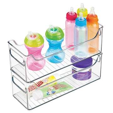 iDesign Plastic Fridge and Freezer Storage Organizer Bin with Handles, Clear Container for Food, Drinks, Produce Organization, 14.5" x 5" x 5", Clear