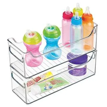 iDesign Plastic Fridge and Freezer Storage Organizer Bin with Handles, Clear Container for Food, Drinks, Produce Organization, 14.5" x 5" x 5", Clear