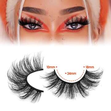 Mink Lashes Fluffy Dramatic Full False Eyelashes Volume Wispy Bushy 18MM Thick Fake Lashes Look Like...