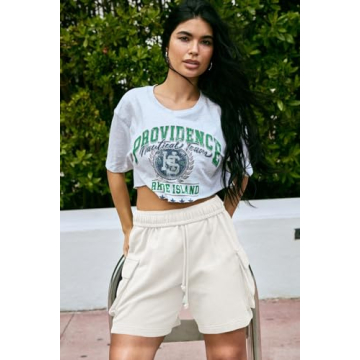 Fisoew Women’s Sweat Shorts - Comfy Cargo Athletic Shorts