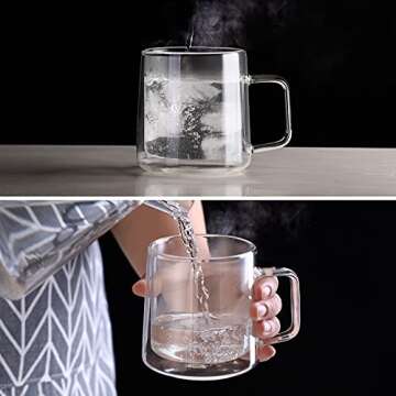 Durable Double Wall Glass Coffee Mugs Set of 2