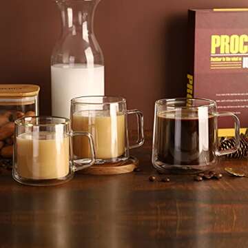 Durable Double Wall Glass Coffee Mugs Set of 2
