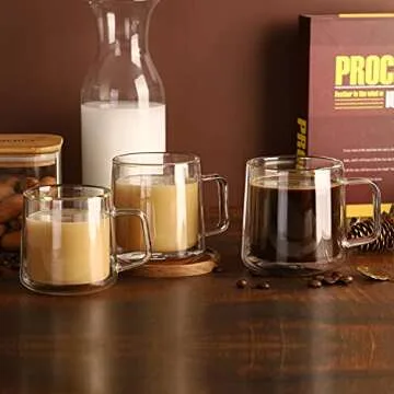 Durable Double Wall Glass Coffee Mugs Set of 2