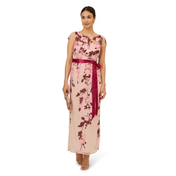 Elegant Adrianna Papell Cascading Floral Column Gown