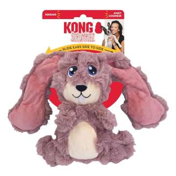 KONG Scrumplez Dog Toy - Soft Plush Squeaker Toy for Interactive Play, Stuffed with Extra-Squeaky Fu...