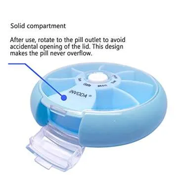 Weekly Pill Organizer 7 Compartments Daily Pill Box Travel Small Pill Container Portable Pill Case Fish Oil Supplements Vitamins Organizer (Sky Blue)