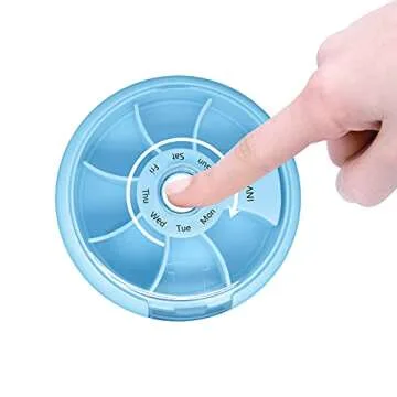 Weekly Pill Organizer 7 Compartments Daily Pill Box Travel Small Pill Container Portable Pill Case Fish Oil Supplements Vitamins Organizer (Sky Blue)