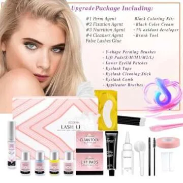 Lash Lift and Black Kit, Professional Eyelash Perm Kit and Black Eyelash & Eyebrow Set 3 in 1, Quick Lifting & Voluminous Coloring with Complete Tools Gifts for Women Salon Grade Home DIY