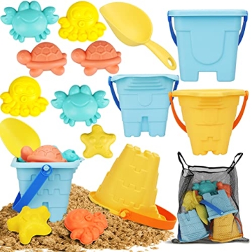 TOY Life Beach Sand Toys for Toddlers - 9 Piece Set with Buckets and Molds