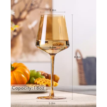 Comfit Amber Wine Glasses Set of 6 - Colorful Modern Stemware