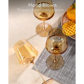 Comfit Amber Wine Glasses Set of 6 - Colorful Modern Stemware