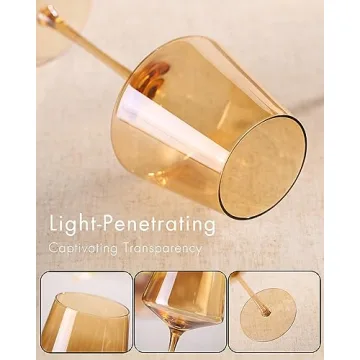 Comfit Amber Wine Glasses Set of 6 - Colorful Modern Stemware