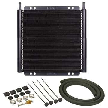 Derale 13504 Series 8000 Plate and Fin Transmission Oil Cooler , Black