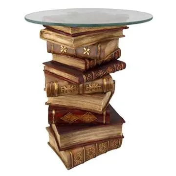 Design Toscano Stacked Books End Table with Glass Top