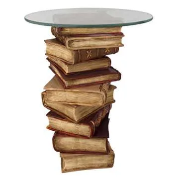 Design Toscano Stacked Books End Table with Glass Top