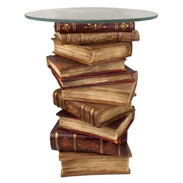 Design Toscano Stacked Books End Table with Glass Top