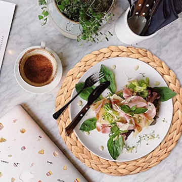 Elegant 6 Pack Round Natural Woven Placemats for Dining