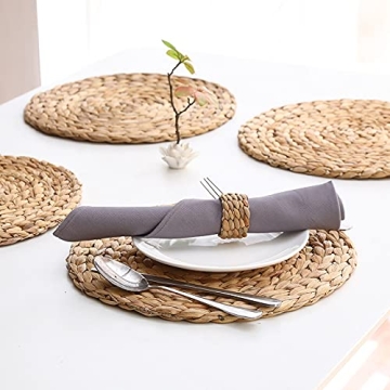 Elegant 6 Pack Round Natural Woven Placemats for Dining