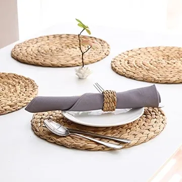 Elegant 6 Pack Round Natural Woven Placemats for Dining