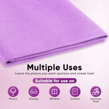 HOMEXCEL Microfiber Glass Cleaning Cloths 6 PK, Lint Free Streak Free, Reusable Microfiber Cleaning Cloth for Cleaning Windows, Glasses, Mirrors, Screens, Stainless Steel, and More Purple-14×16"