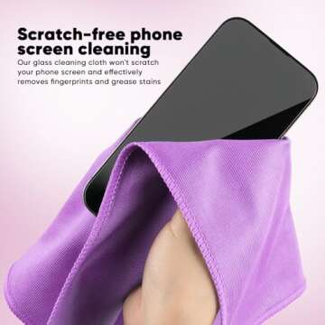 HOMEXCEL Microfiber Glass Cleaning Cloths 6 PK, Lint Free Streak Free, Reusable Microfiber Cleaning Cloth for Cleaning Windows, Glasses, Mirrors, Screens, Stainless Steel, and More Purple-14×16"