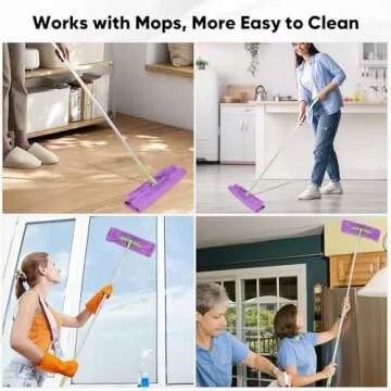 HOMEXCEL Microfiber Glass Cleaning Cloths 6 PK, Lint Free Streak Free, Reusable Microfiber Cleaning Cloth for Cleaning Windows, Glasses, Mirrors, Screens, Stainless Steel, and More Purple-14×16"