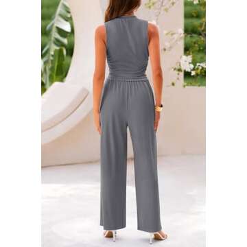 PRETTYGARDEN Women's Summer 2 Piece Outfits Ribbed Knit Lounge Sets Tracksuit Sleeveless Crop Tank T...